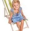 Liegestuhl Aus Holz Für Kinder Outdoor Kids Sunchair Eichhorn Mit Streifenbeschichtung Klappbar Mit UV-Filter Tragkraft 40 Kg