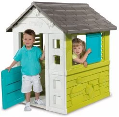 Set Häuschen Pretty Blue Smoby Mit Schiebeladen Und Küche Barbecue Grill Auf Rädern Ab 24 Monaten -Spielzeug Theater Verkäufe 310064 b smoby domcek 4