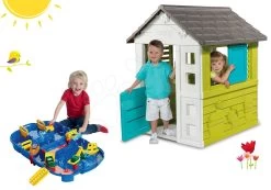 Set Häuschen Pretty Blue Smoby Mit Schiebeladen Und Wasserstraße Im Koffer Mit Staudamm Mit Wasserpumpe Ab 24 Monaten -Spielzeug Theater Verkäufe 310064set 13 smoby set