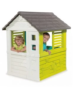 Set Häuschen Pretty Blue Smoby Mit Schiebeladen Und Rutsche Toboggan XS Und Doppelseitiger Schaukel Hund Ab 24 Monaten -Spielzeug Theater Verkäufe 310068 c smoby domcek 5