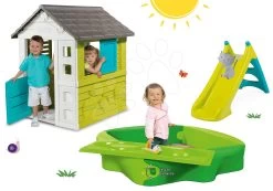 Set Häuschen Pretty Blue Smoby Mit Rutsche Und Sandkasten Mit Deckel Und Wasserstraße Ab 24 Monaten -Spielzeug Theater Verkäufe 310068set 6 smoby set
