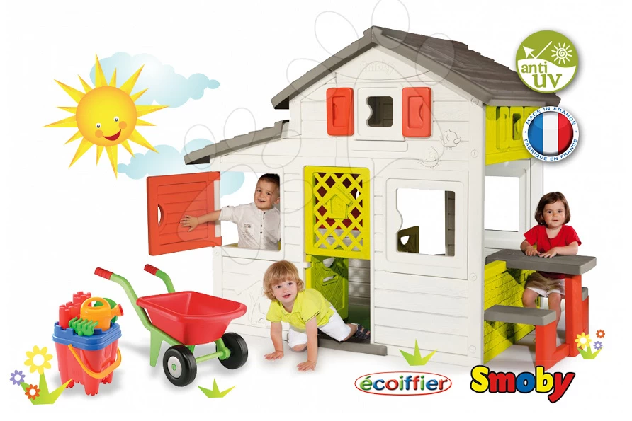 Set Häuschen Der Freunde Von Smoby Und Schubkarren Mit Eimer 20 Set Häuschen Der Freunde Von Smoby Und Schubkarren Mit Eimer – Bild 20