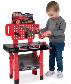 Set Häuschen Nature Smoby Rot, 3 Fenster 2 Jalousien Und Rollladen Und Ein Arbeitstisch Cars Mit Einem Spielzeugauto Ab 24 Mon. -Spielzeug Theater Verkäufe 360310 e smoby stolik