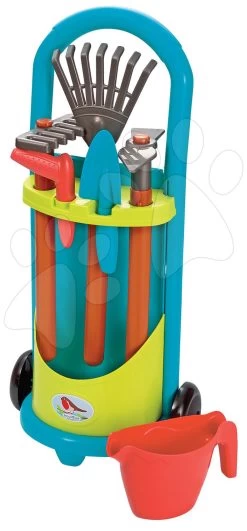 Set Häuschen Mit Gartenrestaurant Chef House DeLuxe Smoby Und Ein Rasenmäher Und Ein Wagen Mit Einem Eimer Und Gartengeräten -Spielzeug Theater Verkäufe 4339 a ecoiffier vozik 3