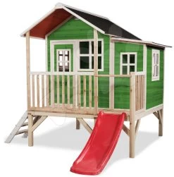 EXIT TOYS EXIT Loft 350 Holzspielhaus - Grün -Spielzeug Theater Verkäufe 50041200 d exittoys domcek