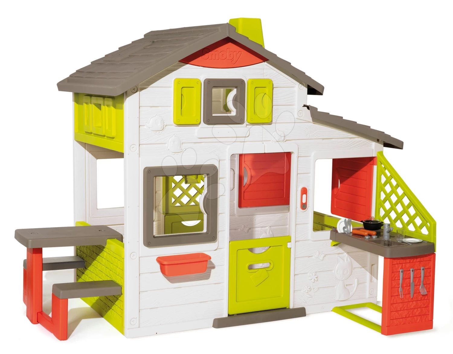 Set Spielhaus Der Freunde Von Smoby Mit Spielküche Und Vogelhäuschen Aus Holz Mit Eichhörnchenfutter 8 Set Spielhaus Der Freunde Von Smoby Mit Spielküche Und Vogelhäuschen Aus Holz Mit Eichhörnchenfutter – Bild 8