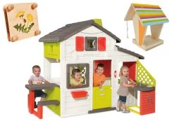 Set Spielhaus Der Freunde Von Smoby Mit Spielküche Und Vogelhäuschen Aus Holz Mit Herbarium Auf Blumen -Spielzeug Theater Verkäufe 810202set 60 smoby set