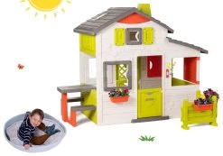 Set Spielhaus Der Freunde Von Smoby Mit Vorgarten Und Balancierkegel Sandkasten-Schaukel-Rutsche-Klettergerüst Und Becken -Spielzeug Theater Verkäufe 810203set 45 smoby set