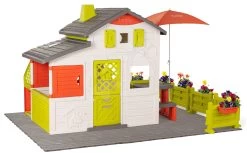 Häuschen Neo Friends House DeLuxe Smoby Mit Hintereingang Mit Gittern Und Gartenweg