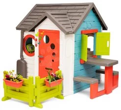 Häuschen Mit Gartenrestaurant Chef House DeLuxe Smoby Mit Aufbaulösung Und Stuhl -Spielzeug Theater Verkäufe 810221a l smoby domcek