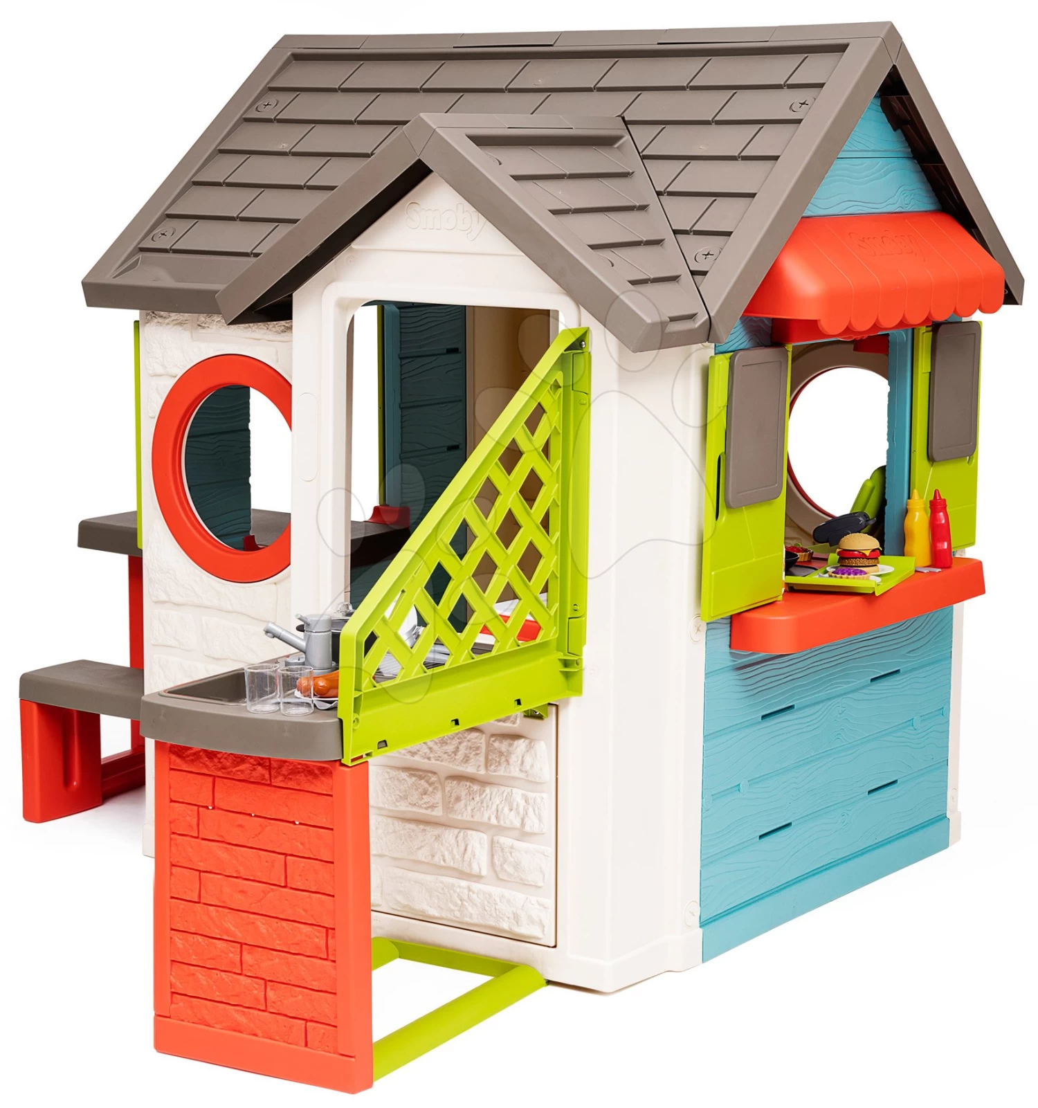 Häuschen Mit Gartenrestaurant Chef House DeLuxe Smoby Mit Außenküche Und Tisch Mit Bänken 2 Häuschen Mit Gartenrestaurant Chef House DeLuxe Smoby Mit Außenküche Und Tisch Mit Bänken – Bild 2