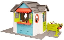 Häuschen Mit Gartenrestaurant Chef House DeLuxe Smoby Mit Tisch Und Vorgarten Auf Dem Boden -Spielzeug Theater Verkäufe 810221u d smoby domcek