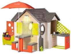 Spielhaus, Natur My New House Smoby Erweiterbar Unter Einem Sonnenschirm Mit Kompletter Ausstattung Ab 24 Monaten