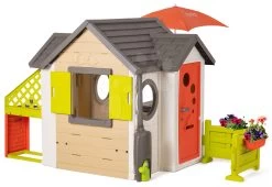 Spielhaus, Natur My New House Smoby Erweiterbar Unter Einem Sonnenschirm Mit Kompletter Ausstattung Ab 24 Monaten -Spielzeug Theater Verkäufe 810222b d smoby set