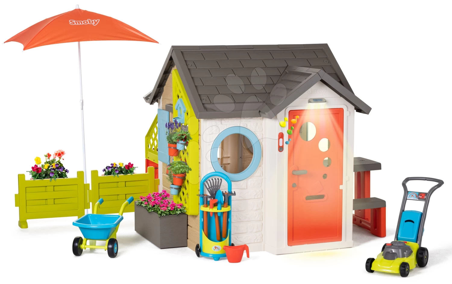 Häuschen Für Den Gärtner Garden House Smoby Erweiterbar Mit Gartenwerkzeug Und Sonnenschirm Ab 24 Monaten 1 Häuschen Für Den Gärtner Garden House Smoby Erweiterbar Mit Gartenwerkzeug Und Sonnenschirm Ab 24 Monaten