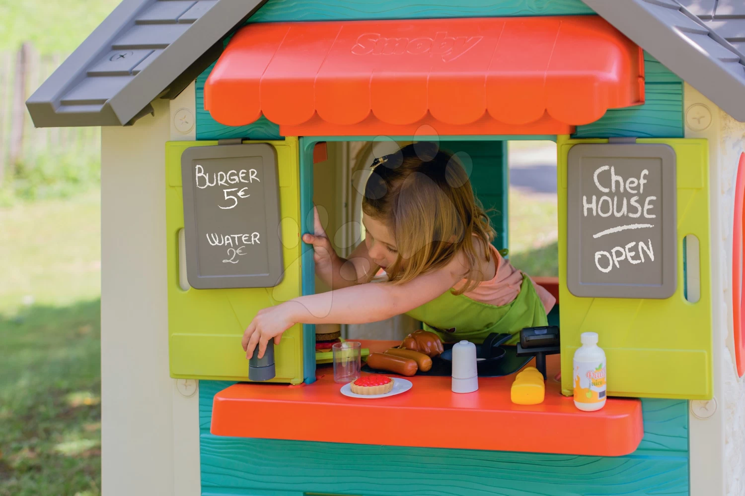 Set Häuschen Mit Einem Gartenrestaurant Chef House DeLuxe Smoby Und Ein Sportspielzentrum Mit Einem Basketballkorb Und Einer Schaukel Für Zwei Kinder 3 Set Häuschen Mit Einem Gartenrestaurant Chef House DeLuxe Smoby Und Ein Sportspielzentrum Mit Einem Basketballkorb Und Einer Schaukel Für Zwei Kinder – Bild 3