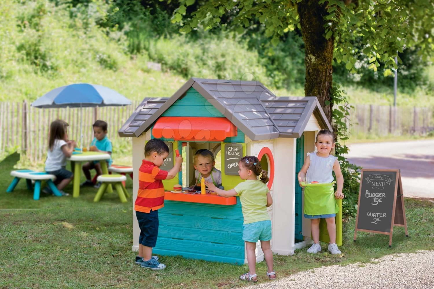 Häuschen Mit Gartenrestaurant Chef House DeLuxe Smoby Mit Einer Kompletten Aufbaulösung Und Einer Schaukel Katze Ab 24 Monaten 13 Häuschen Mit Gartenrestaurant Chef House DeLuxe Smoby Mit Einer Kompletten Aufbaulösung Und Einer Schaukel Katze Ab 24 Monaten – Bild 13