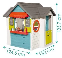 Set Häuschen Mit Gartenrestaurant Chef House DeLuxe Smoby Und Ein Reinigungswagen Mit Bügelbrett Und Ein Waffeleisen Mit Burgern -Spielzeug Theater Verkäufe 810403 n smoby restauracia