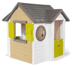 Natürliches Häuschen My New House Smoby Erweiterbar 2 Fenster Mit Rollläden 2 Runde Fenster Und Halbtüren 135 Cm Hoch Mit UV-Filter Ab 2 Jah -Spielzeug Theater Verkäufe 810406 a smoby domcek