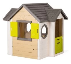 Natürliches Häuschen My New House Smoby Erweiterbar 2 Fenster Mit Rollläden 2 Runde Fenster Und Halbtüren 135 Cm Hoch Mit UV-Filter Ab 2 Jah -Spielzeug Theater Verkäufe 810406 n smoby domcek