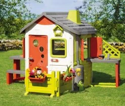 Set Häuschen Neo Jura Lodge Smoby Mit Zwei Türen Und Ein Tisch Mit Zwei Stühlen Und Einer Bank KidBench -Spielzeug Theater Verkäufe 810500 s smoby domcek 1