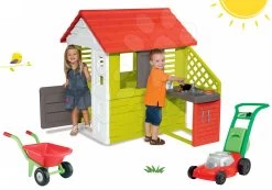 Set Häuschen Pretty Nature Smoby Mit Sommerküche, Schubkarren Und Mäher Ab 24 Monaten -Spielzeug Theater Verkäufe 810702 26 smoby set