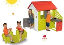 Set Häuschen Pretty Nature Smoby Mit Sommerküche Und Schaukel Hund Doppelseitig Ab 24 Monaten -Spielzeug Theater Verkäufe 810702set 1 smoby set
