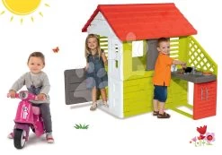 Set Häuschen Pretty Nature Smoby Mit Sommerküche Und Laufrad Scooter Red Mit Gummirädern Ab 24 Monaten