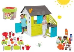 Set Häuschen Pretty Blue Smoby Mit Sommerküche, Lunchset In Einer Box Und Essen 20 Stück -Spielzeug Theater Verkäufe 810703 15 smoby set