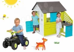 Set Häuschen Pretty Blue Smoby Mit Sommerküche Und Laufrad Vierrad Quad Mit Hupe Ab 24 Monaten -Spielzeug Theater Verkäufe 810703 20 2 smoby set