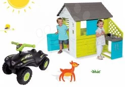 Set Häuschen Pretty Blue Smoby Mit Sommerküche Und Laufrad Vierrad Quad Mit Hupe Ab 24 Monaten -Spielzeug Theater Verkäufe 810703 20 smoby set