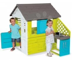 Set Häuschen Pretty Blue Smoby Mit Sommerküche Und Rollladen Und Geschenk Elektronischer Klingel Ab 24 Mon