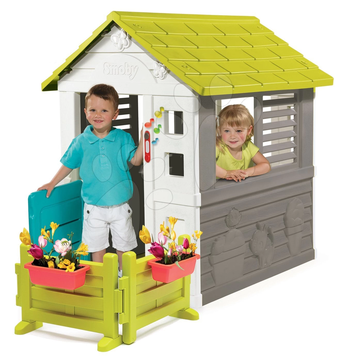 Set Häuschen Jolie Smoby Blau Mit 3 Fenstern Und 2 Jalousien Mit Garten Und Klingel Und Rutsche Toboggan XS Ab 24 Monaten 15 Set Häuschen Jolie Smoby Blau Mit 3 Fenstern Und 2 Jalousien Mit Garten Und Klingel Und Rutsche Toboggan XS Ab 24 Monaten – Bild 15