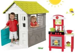 Set Häuschen Jolie Smoby Blau Mit 3 Fenstern Und 2 Jalousien Und Küche 100% Chef Pro Cook Mit Theke Und Zubehör Ab 24 Monaten -Spielzeug Theater Verkäufe 810708set 8 smoby set