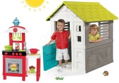 Set Häuschen Jolie Smoby Blau Mit 3 Fenstern Und 2 Jalousien Und Küche 100% Chef Pro Cook Mit Theke Und Zubehör Ab 24 Monaten -Spielzeug Theater Verkäufe 810708set 8 smoby set 3