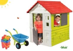 Set Häuschen Nature Smoby Und Schubakarren Mit Dem Eimer Ab 24 Mon -Spielzeug Theater Verkäufe 810712set 3 smoby set