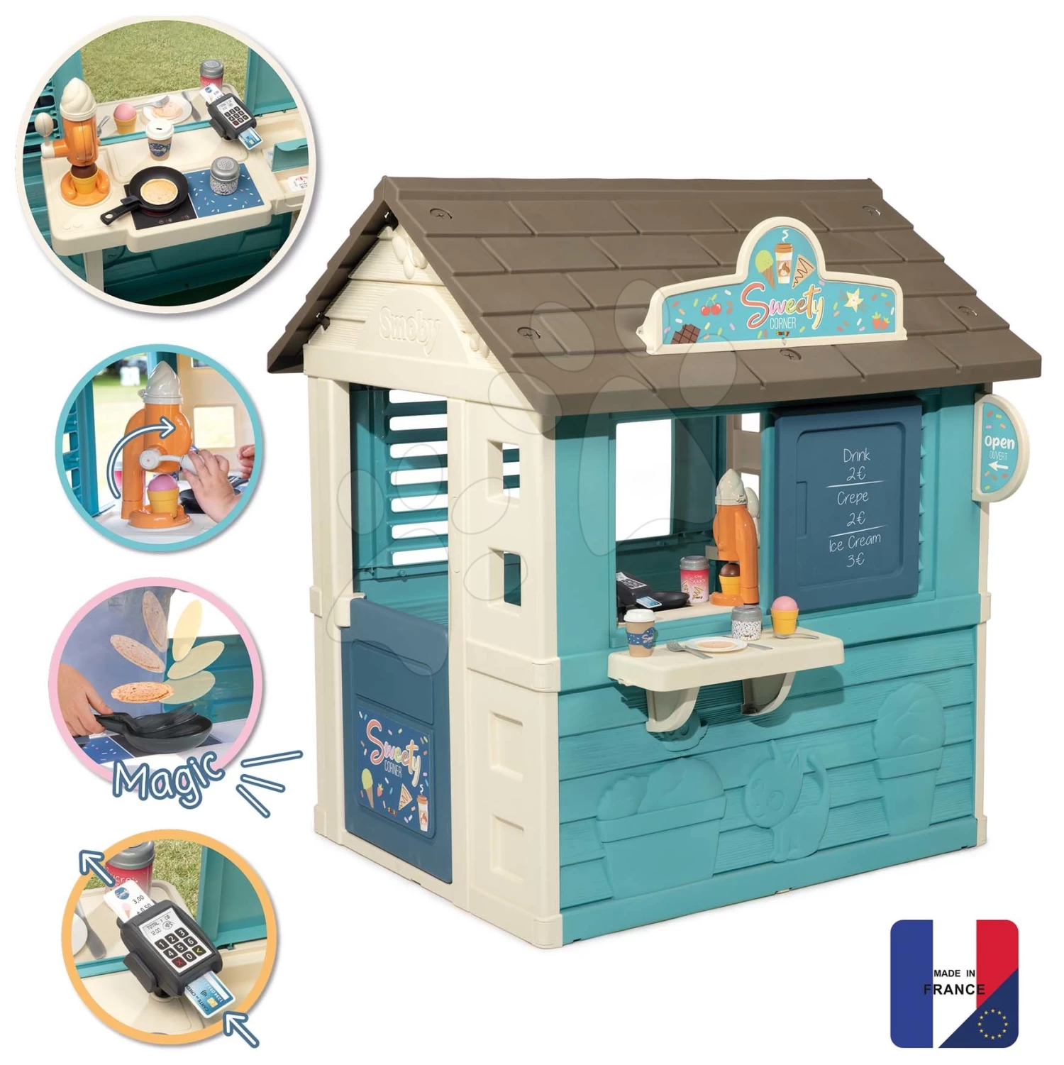 Spielhaus Mit Laden Sweety Corner Playhouse Smoby Und Eine Küche Im Garten Mit Dusche SM810225-c 3 Spielhaus Mit Laden Sweety Corner Playhouse Smoby Und Eine Küche Im Garten Mit Dusche SM810225-c – Bild 3