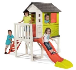 Set Häuschen Auf Säulen Pilings House Smoby Mit 1,5 M Rutsche Und Klettergerüst Multiactivity Climbing Tower Ab 24 Monaten