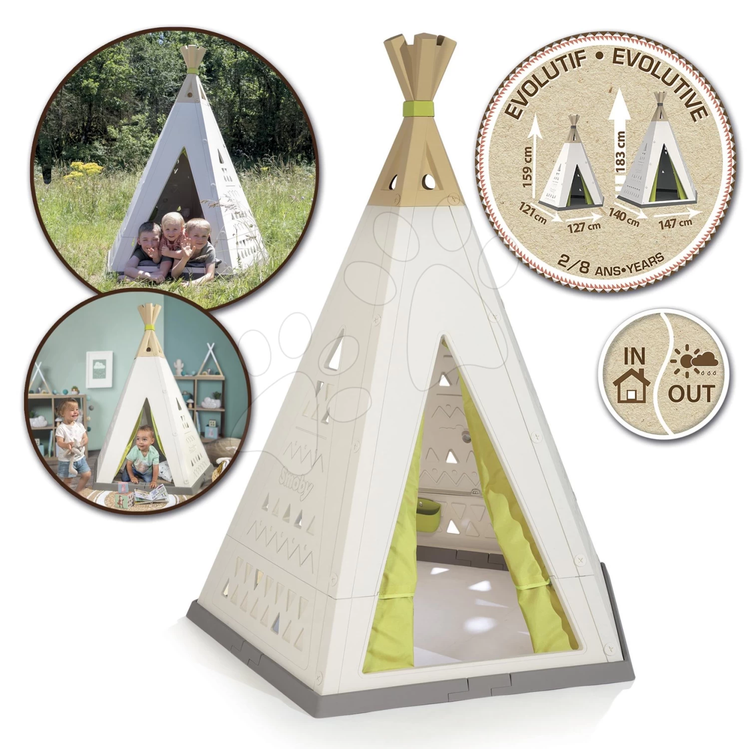 Zelt, Natur Indoor&Outdoor Teepee Evolutive Smoby Einstellbar Mit Sommergehege Unter Sonnenschirm Für Pferd, Laufrad Ab 24 Monate 4 Zelt, Natur Indoor&Outdoor Teepee Evolutive Smoby Einstellbar Mit Sommergehege Unter Sonnenschirm Für Pferd, Laufrad Ab 24 Monate – Bild 4