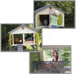 Hühnerstall Für 5 Hühner Cluck Cluck Cottage Green Smoby 4 Türen Mit Treppe Und Einem Futtertrog Und Einem Nest Mit Einem Künstlichen Ei 128 Cm Höhe SM890101 -Spielzeug Theater Verkäufe 890101 d smoby kurin