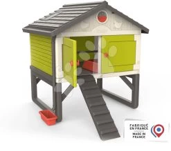 Hühnerstall Für 5 Hühner Cluck Cluck Cottage Green Smoby 4 Türen Mit Treppe Und Einem Futtertrog Und Einem Nest Mit Einem Künstlichen Ei 128 Cm Höhe SM890101 -Spielzeug Theater Verkäufe 890101 e smoby kurin